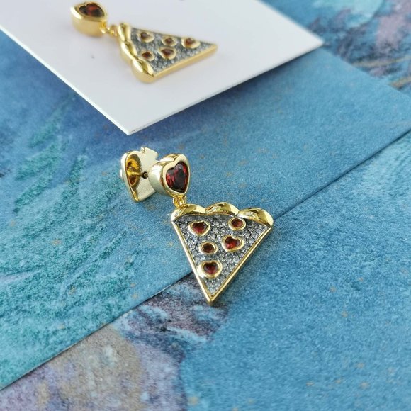 Kate Spade Pizza My Heart Gold Multicolor Drop Earrings New w/dust bag - Picture 3 of 3